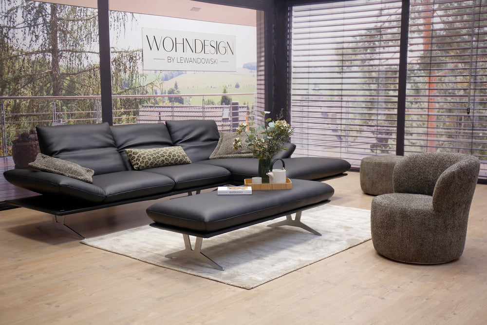 Modell Francis inkl. Hockerbank in Leder B Bull nero Koinor