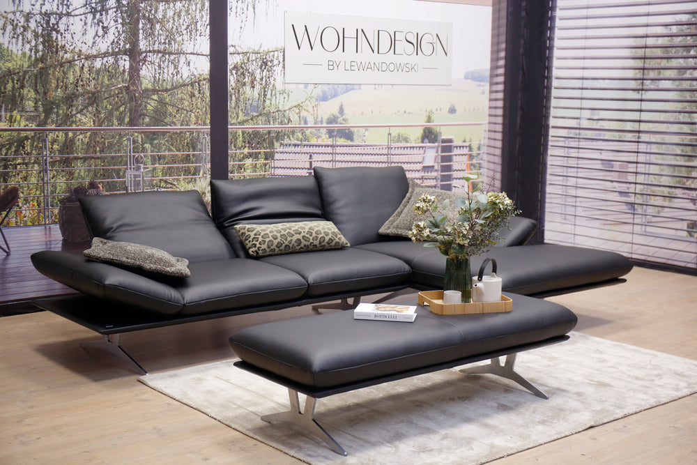 Modell Francis inkl. Hockerbank in Leder B Bull nero Koinor