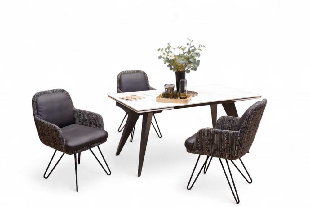 JOOP Stuhl 6553 in Leder/ Stoff Kombination