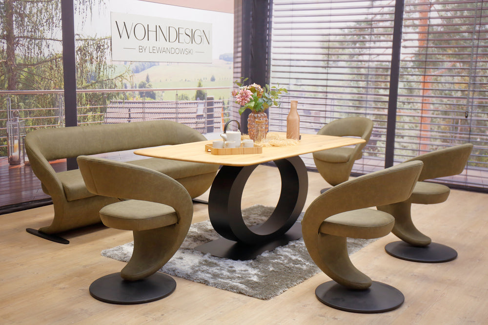 Esstischgruppe Modell Wave inkl. 4 Stühle in Mikrofaser K+W Silaxx