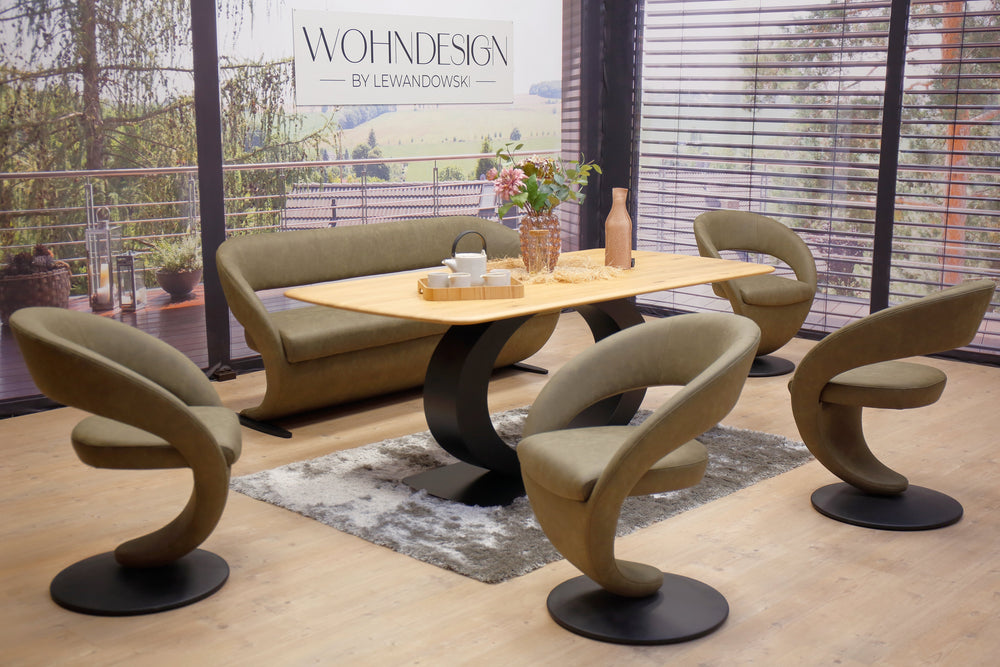 Esstischgruppe Modell Wave inkl. 4 Stühle in Mikrofaser K+W Silaxx