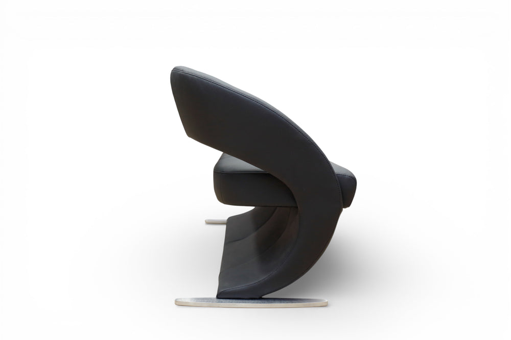 Esstischgruppe Wave Bank + 4 Stühle in Leder Bronco