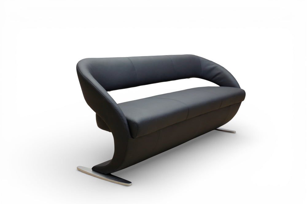 Esstischgruppe Wave Bank + 4 Stühle in Leder Bronco