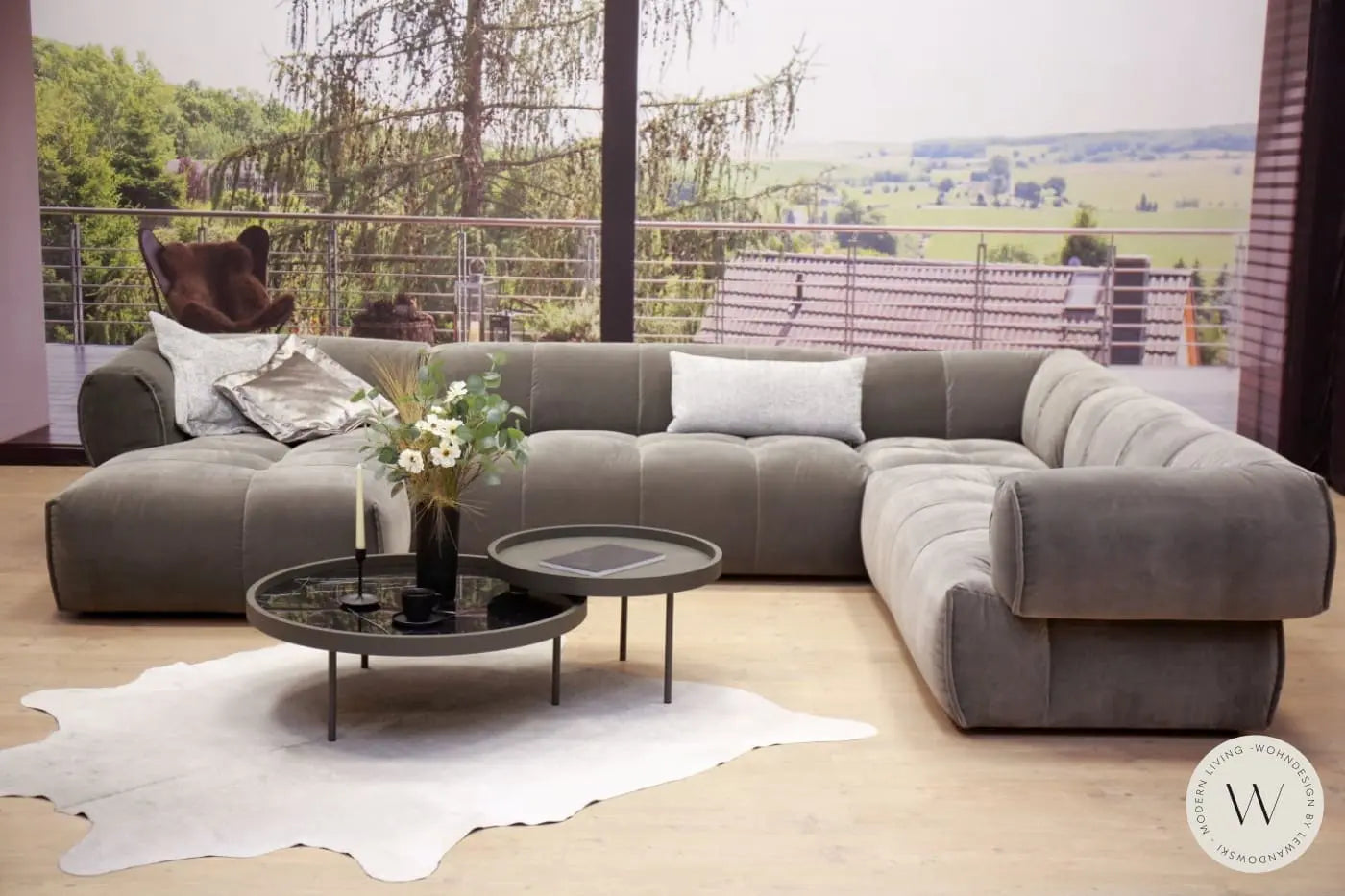 Modell Vivo Eckgarnitur in Stoff Ashgrey * Abverkauf *