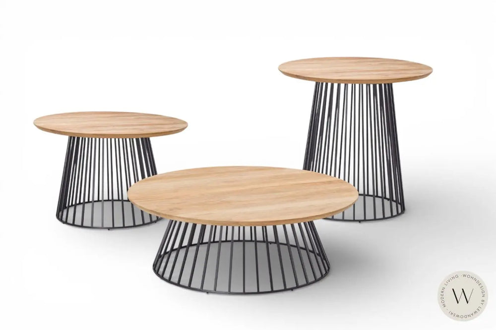 Outdoor Tisch Modell GRID Alu anthrazit Teak (Ø 70 cm) solpuri