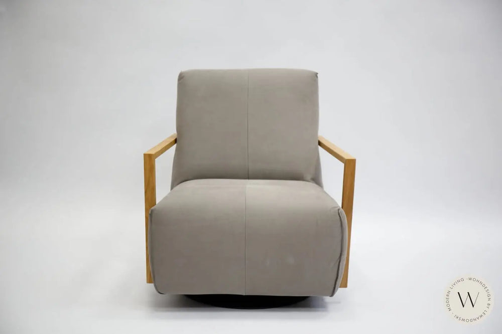 Relaxsessel Modell Twister inkl. Hocker in Leder Alpaca Bullfrog