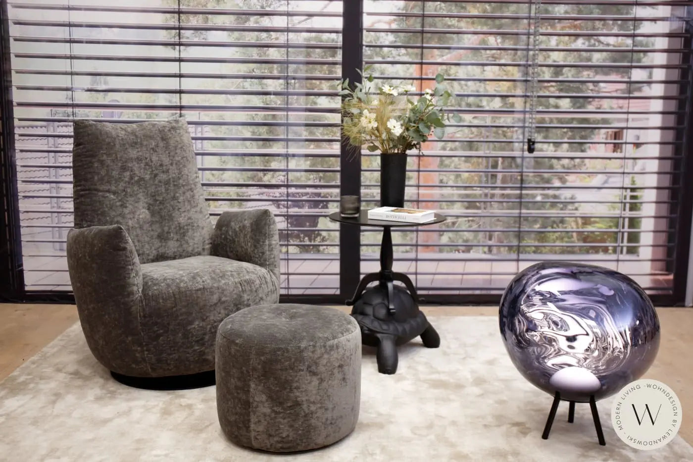 Sessel Blobb.De Luxe inkl. Hocker in Boheme graphit