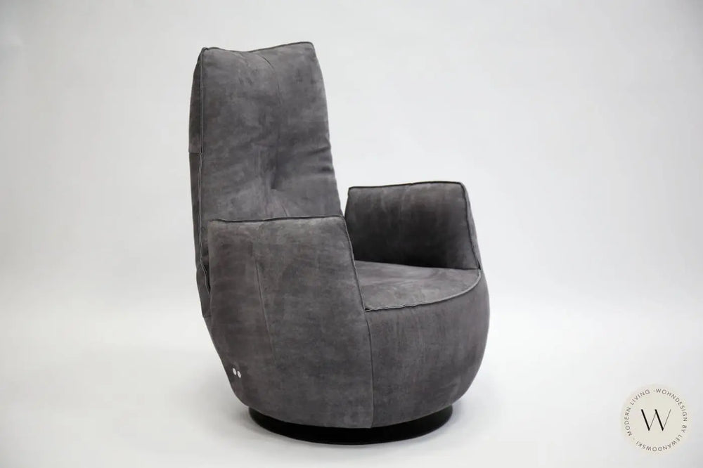 Sessel Blobb.De Luxe inkl. Hocker in Leder Crazy nubuk Bullfrog