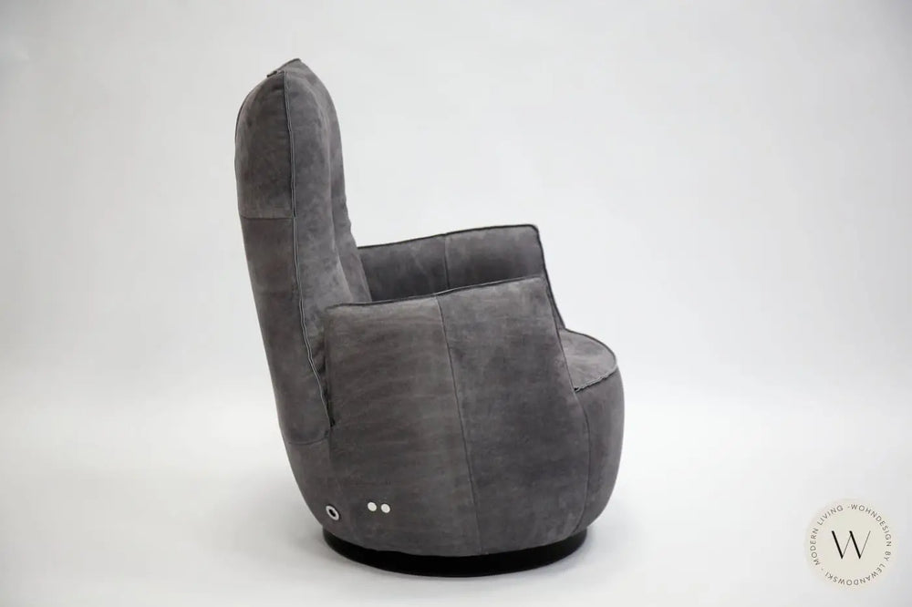 Sessel Blobb.De Luxe inkl. Hocker in Leder Crazy nubuk Bullfrog