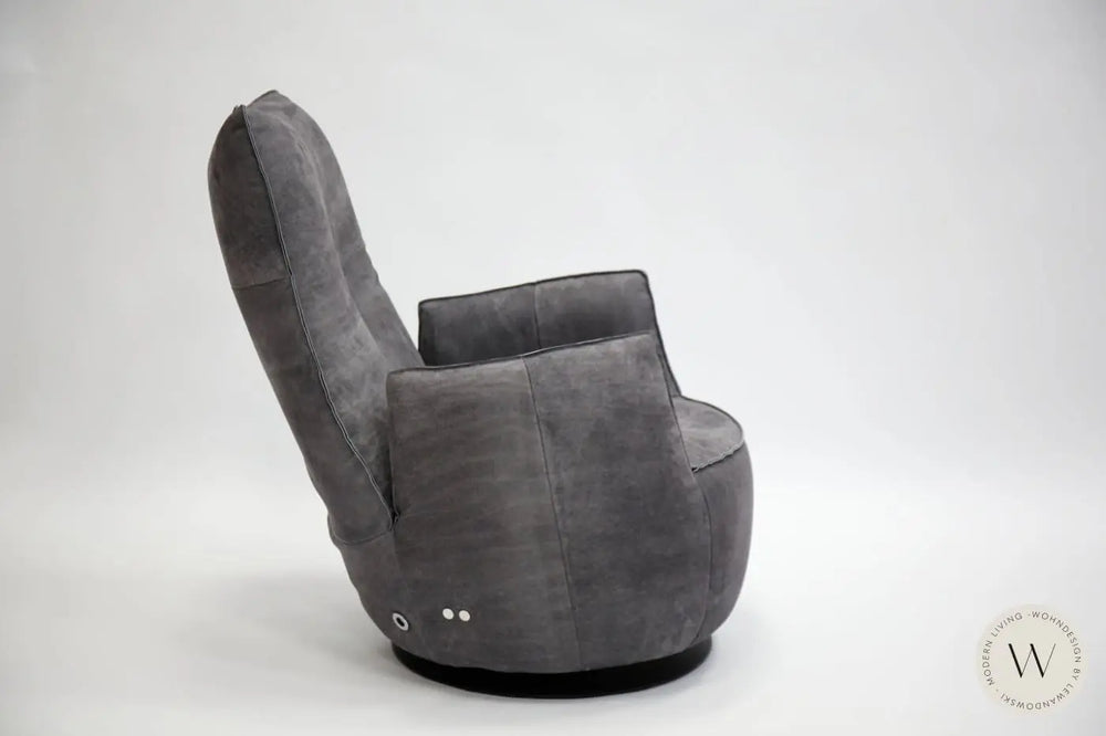 Sessel Blobb.De Luxe inkl. Hocker in Leder Crazy nubuk Bullfrog
