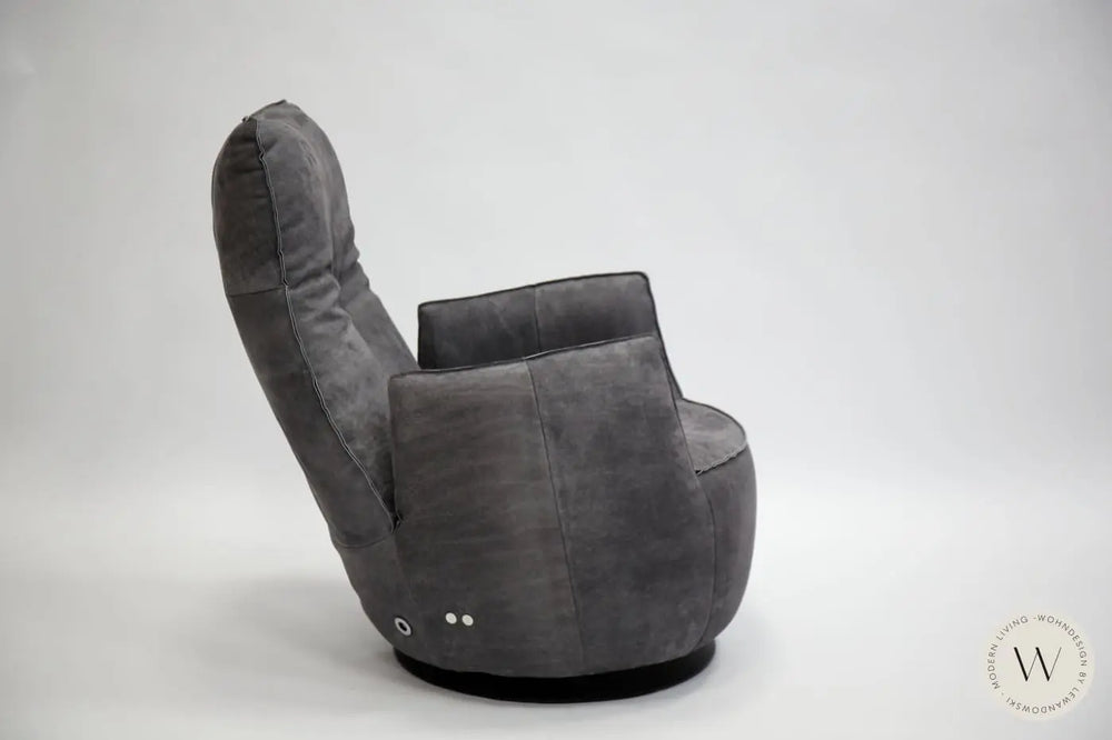 Sessel Blobb.De Luxe inkl. Hocker in Leder Crazy nubuk Bullfrog