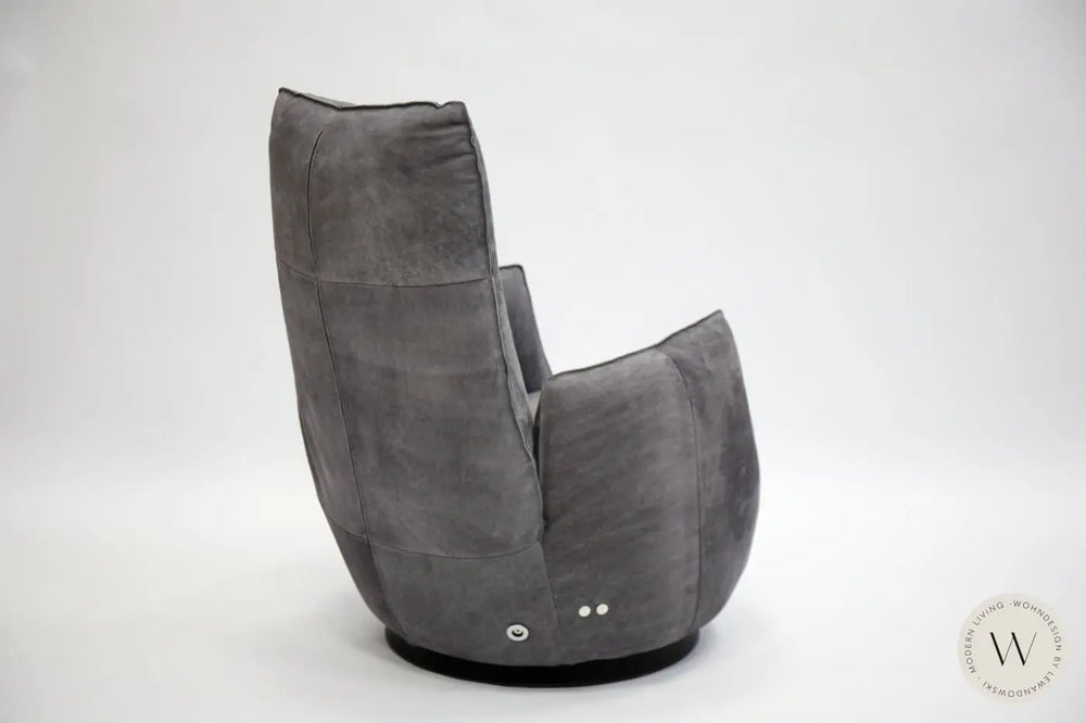 Sessel Blobb.De Luxe inkl. Hocker in Leder Crazy nubuk Bullfrog