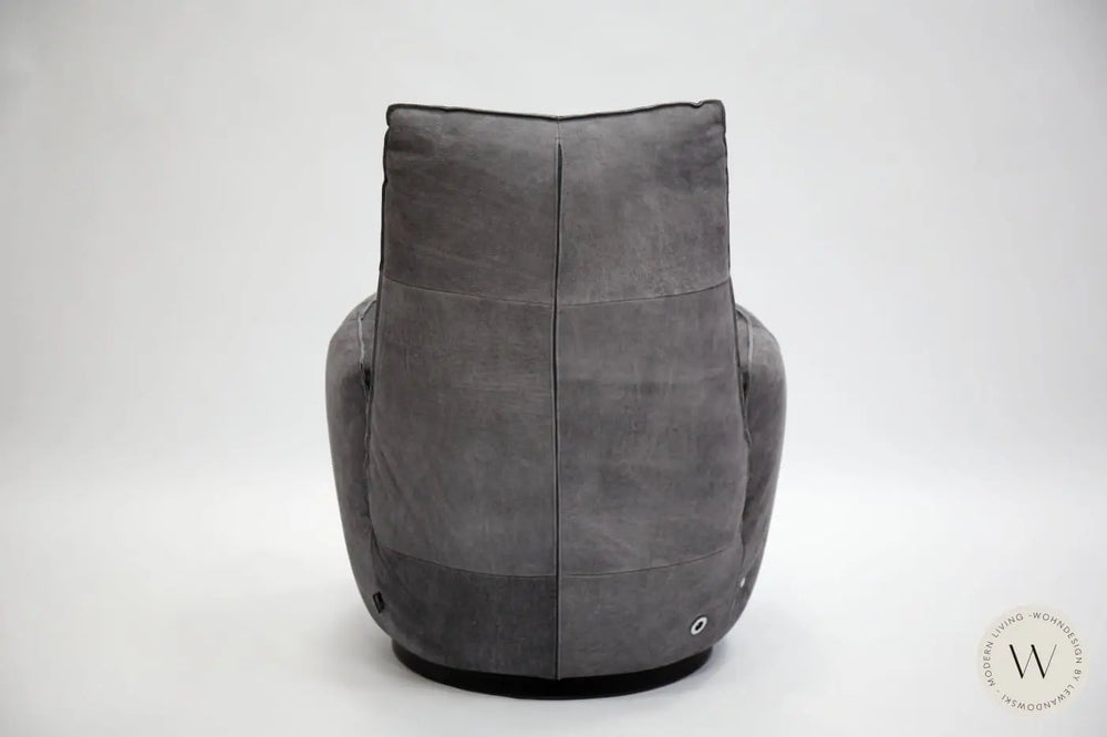 Sessel Blobb.De Luxe inkl. Hocker in Leder Crazy nubuk Bullfrog