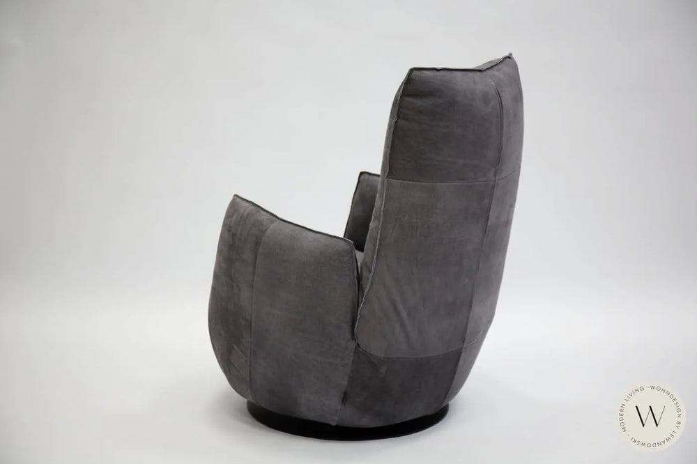 Sessel Blobb.De Luxe inkl. Hocker in Leder Crazy nubuk Bullfrog