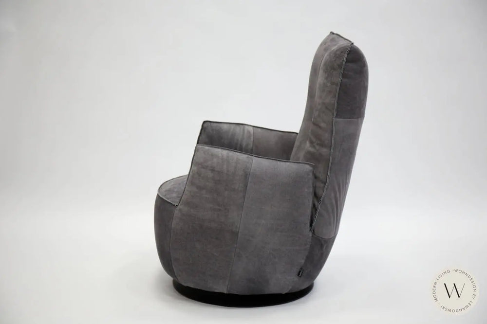 Sessel Blobb.De Luxe inkl. Hocker in Leder Crazy nubuk Bullfrog