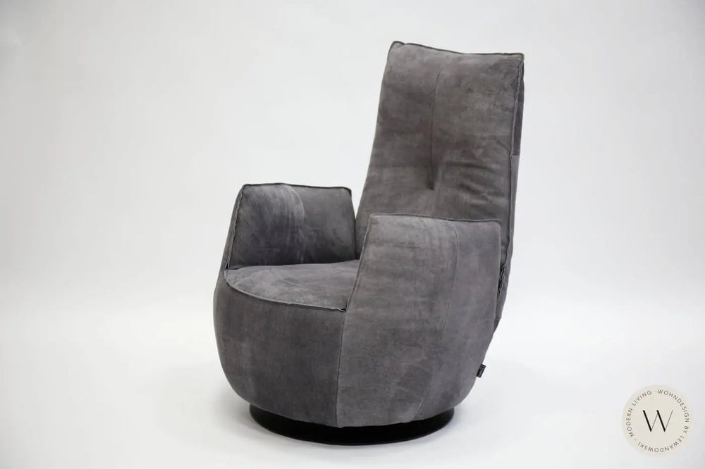 Sessel Blobb.De Luxe inkl. Hocker in Leder Crazy nubuk Bullfrog