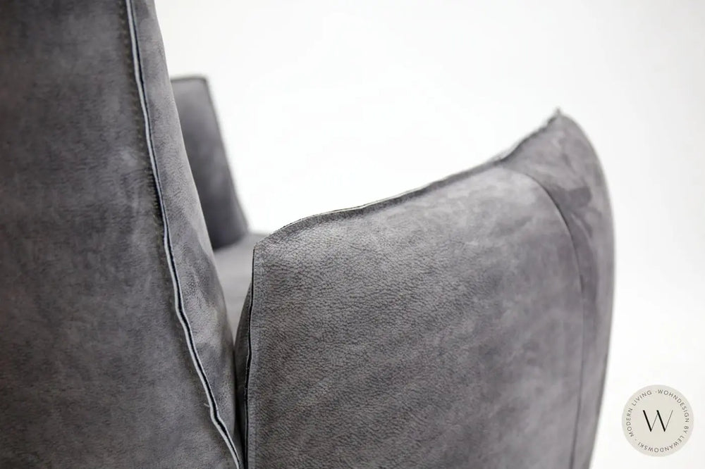 Sessel Blobb.De Luxe inkl. Hocker in Leder Crazy nubuk Bullfrog