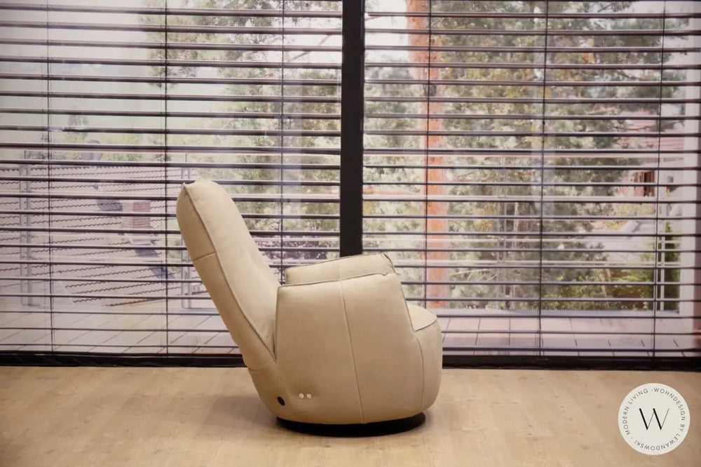 Sessel Blobb.De Luxe inkl. Hocker in Leder Rhino beigegrau Bullfrog