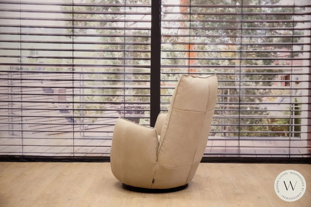 Sessel Blobb.De Luxe inkl. Hocker in Leder Rhino beigegrau Bullfrog