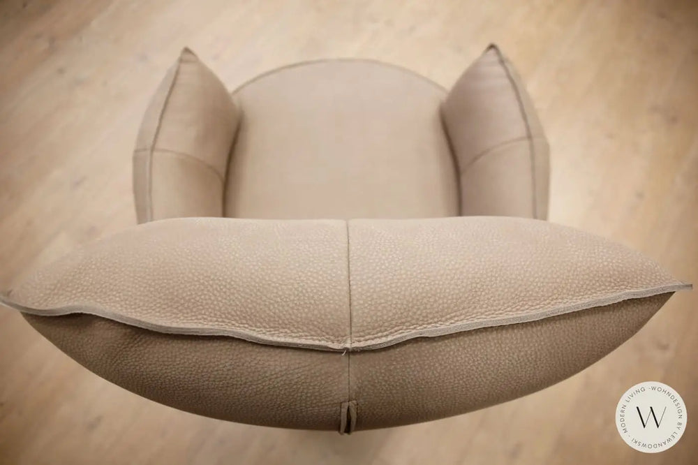 Sessel Blobb.De Luxe inkl. Hocker in Leder Rhino beigegrau Bullfrog