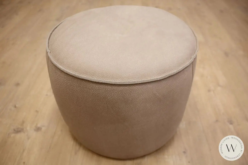 Sessel Blobb.De Luxe inkl. Hocker in Leder Rhino beigegrau Bullfrog