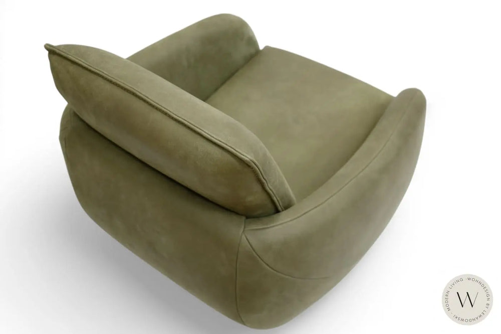Sessel Modell Isco inkl. Hocker in Leder A India verde Koinor