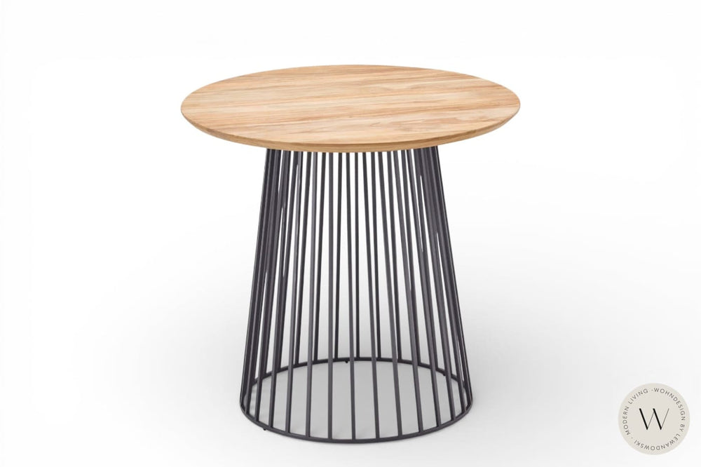 Beistelltisch Modell GRID Alu anthrazit Teak (Ø 70 cm) solpuri