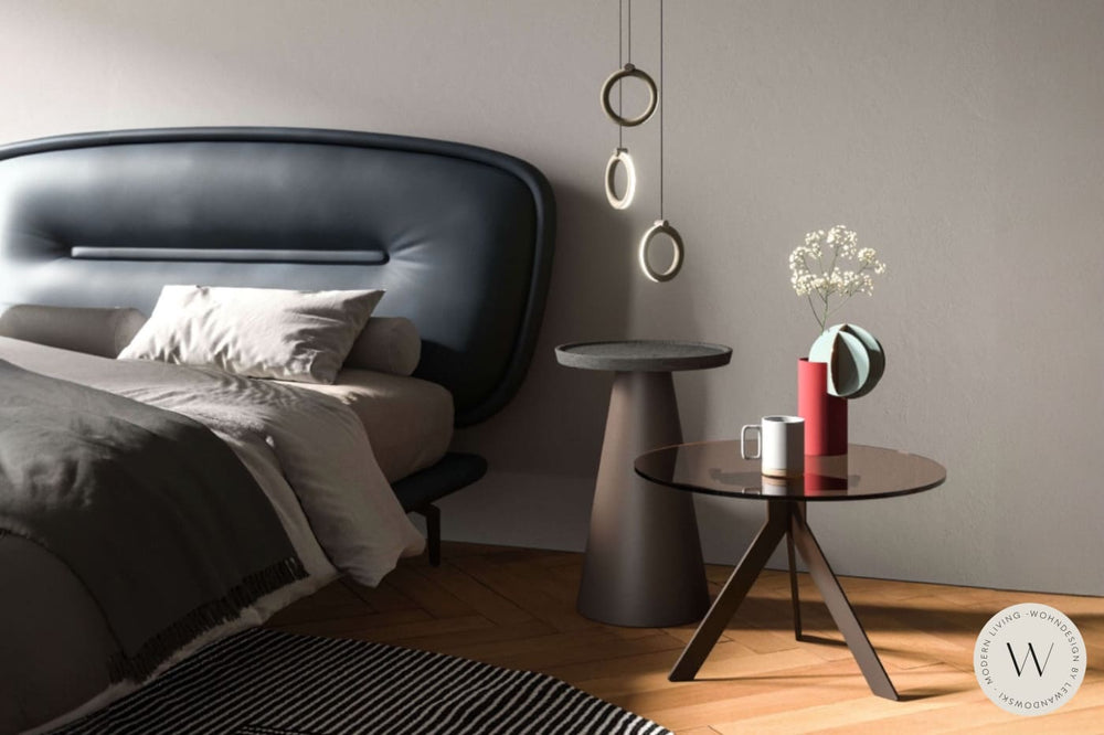 Beistelltisch Modell KONY in Champagne und Platte in Ceramic Emperador Ozzio®Italia