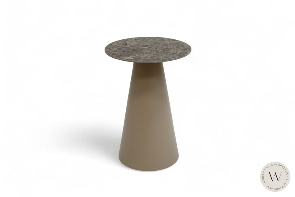 Beistelltisch Modell KONY in Champagne und Platte in Ceramic Emperador Ozzio®Italia