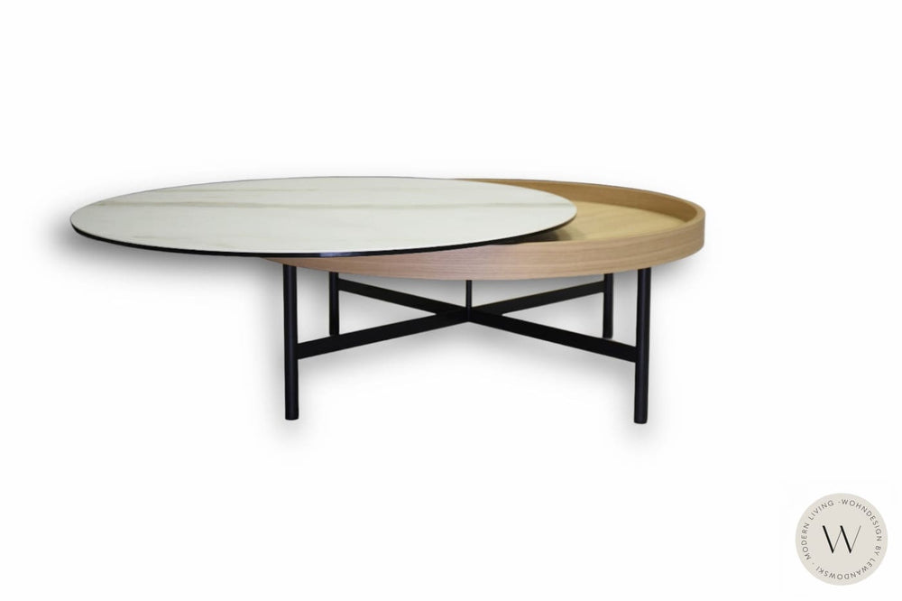 Couchtisch Modell 8290-112 Eiche mit Keramik Calcatta Ronald Schmitt