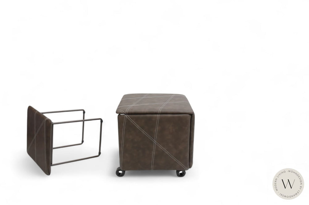 Cubix Pouf / Hocker in Eco Pelle Nabuk Moka Ozzio®Italia