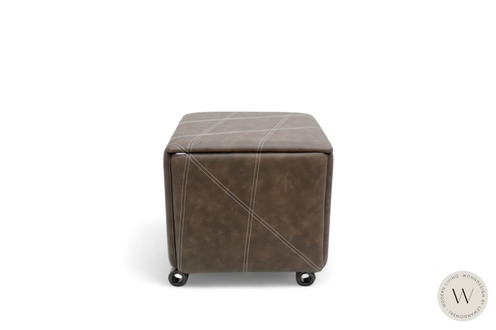 Cubix Pouf / Hocker in Eco Pelle Nabuk Moka Ozzio®Italia