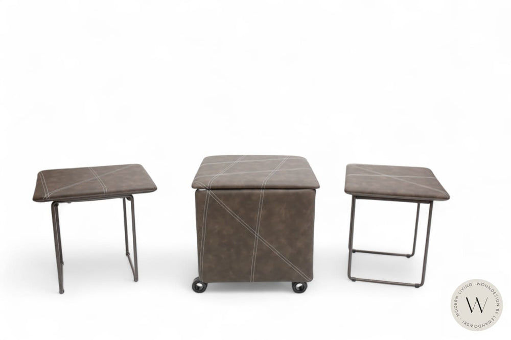Cubix Pouf / Hocker in Eco Pelle Nabuk Moka Ozzio®Italia