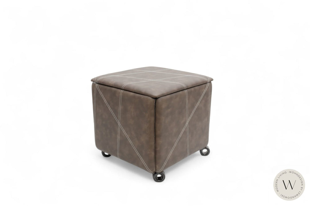 Cubix Pouf / Hocker in Eco Pelle Nabuk Moka Ozzio®Italia