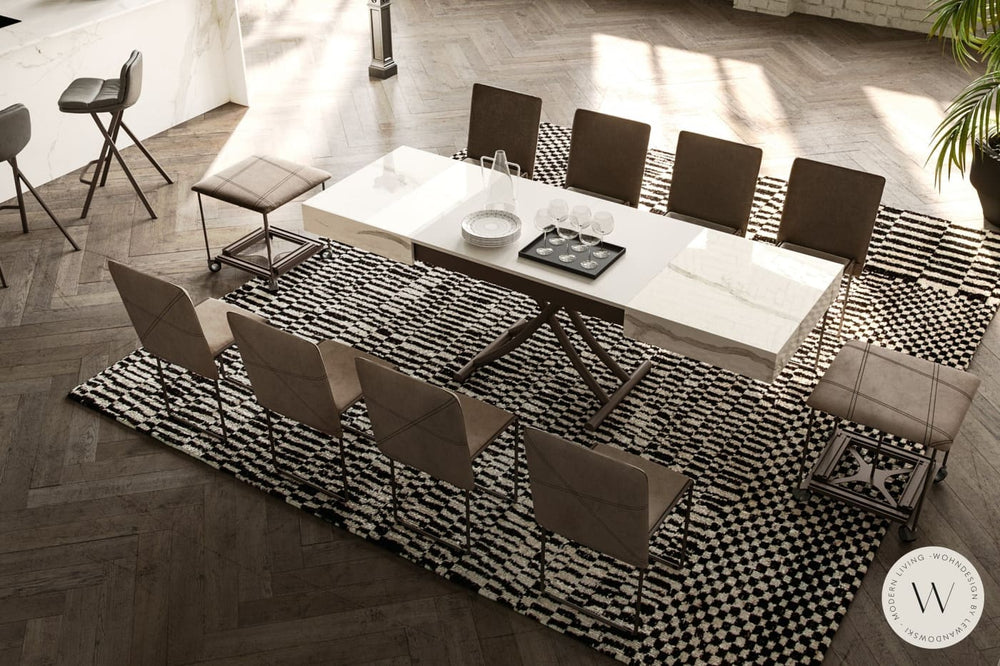 Cubix Pouf / Hocker in Eco Pelle Nabuk Moka Ozzio®Italia