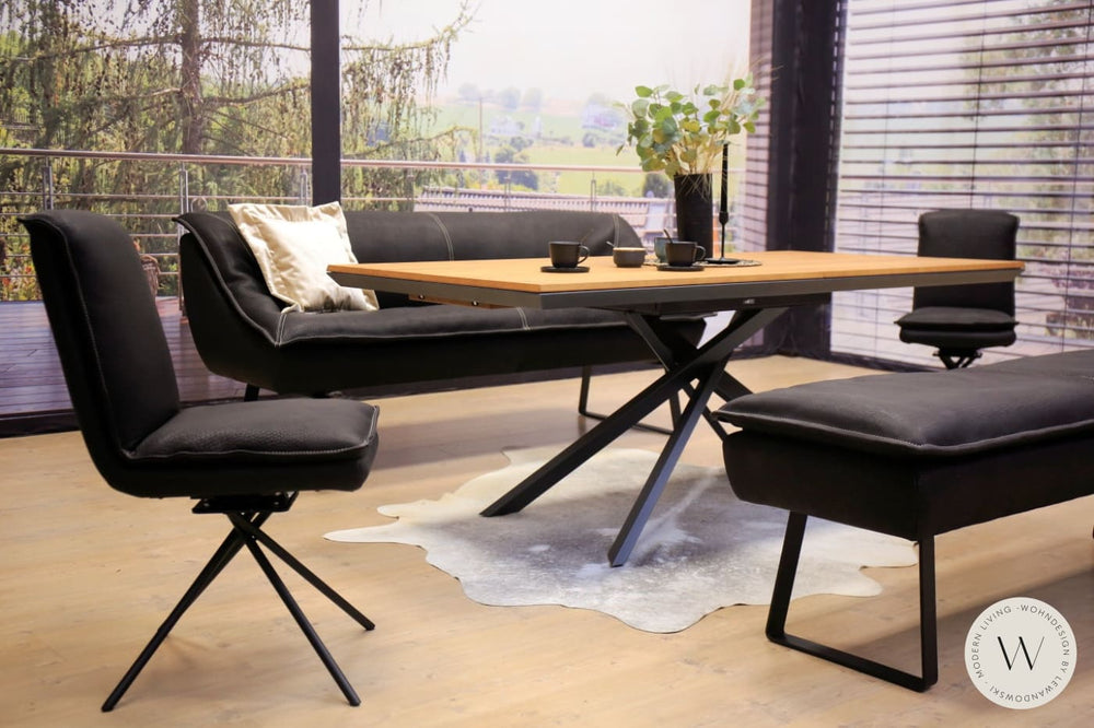 Dinnergruppe Modell Alino in Leder Naturo quartz Koinor