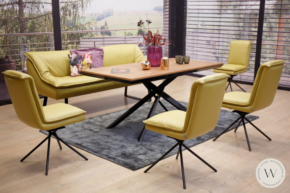 Dinnergruppe Modell Alino inkl. 4 Stühle Leder C Citrus Koinor