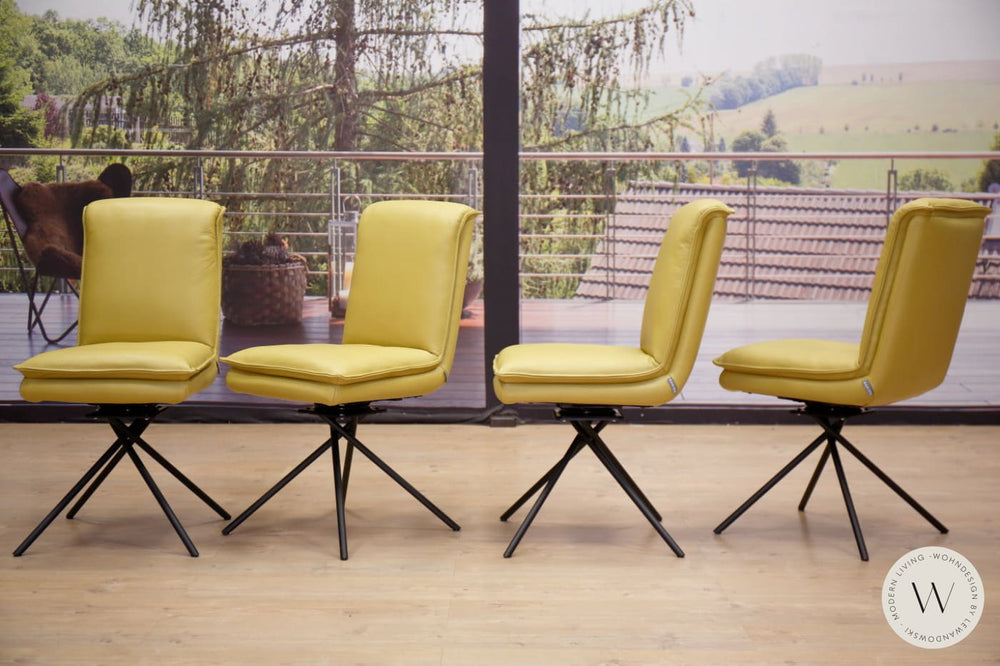 Dinnergruppe Modell Alino inkl. 4 Stühle Leder C Citrus Koinor