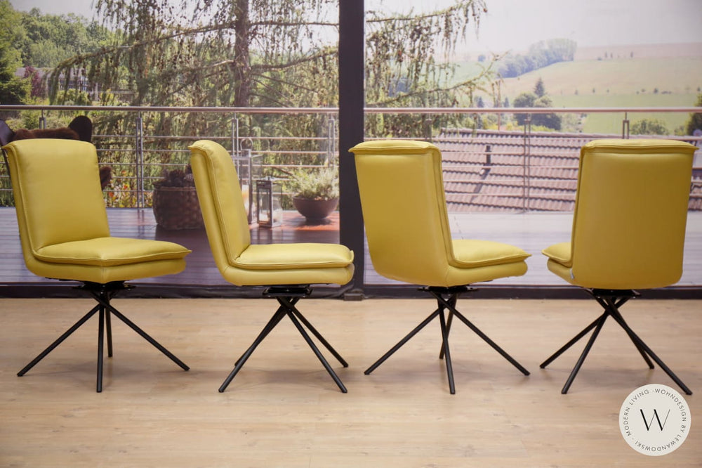 Dinnergruppe Modell Alino inkl. 4 Stühle Leder C Citrus Koinor