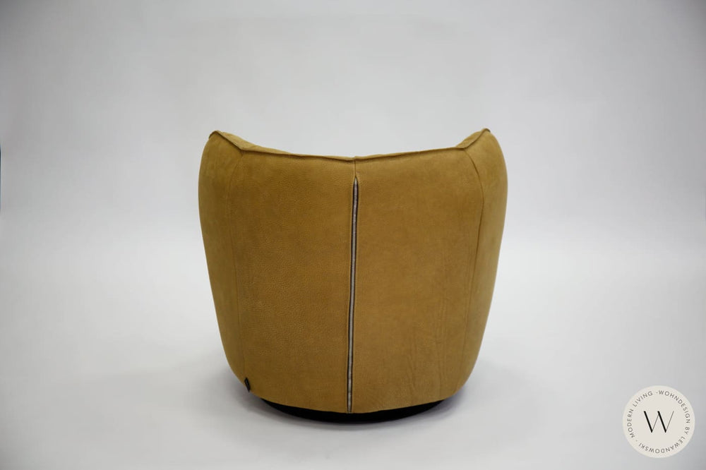 Dreh- & Schaukelsessel Donna inkl. Hocker in Leder Rhino curry Bullfrog