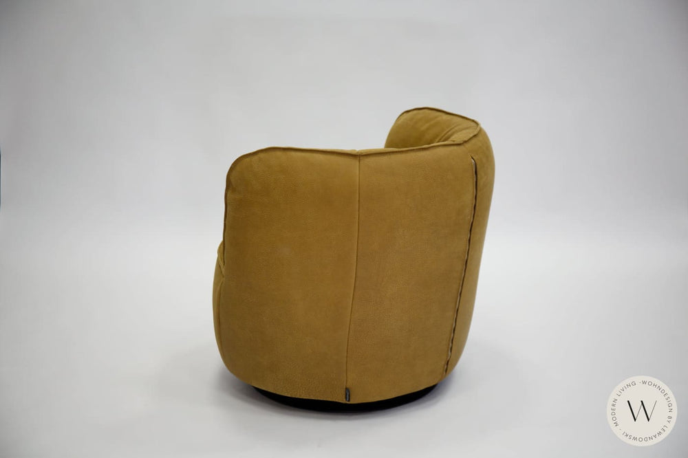 Dreh- & Schaukelsessel Donna inkl. Hocker in Leder Rhino curry Bullfrog