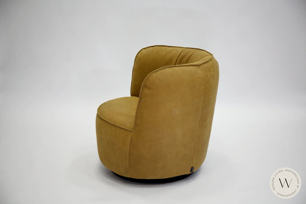 Dreh- & Schaukelsessel Donna inkl. Hocker in Leder Rhino curry Bullfrog