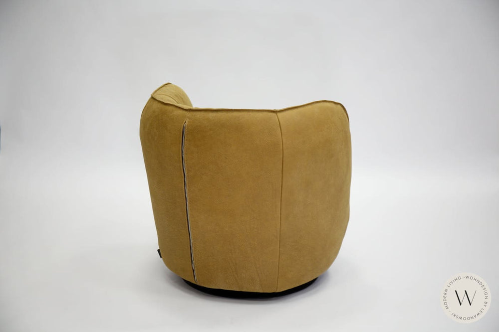Dreh- & Schaukelsessel Donna inkl. Hocker in Leder Rhino curry Bullfrog
