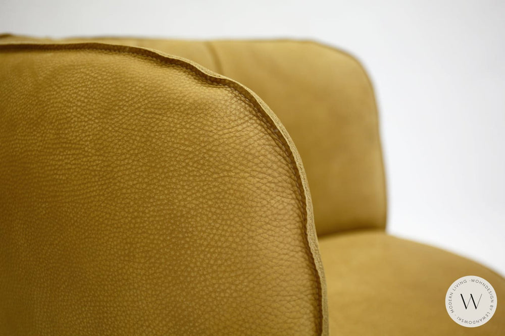 Dreh- & Schaukelsessel Donna inkl. Hocker in Leder Rhino curry Bullfrog