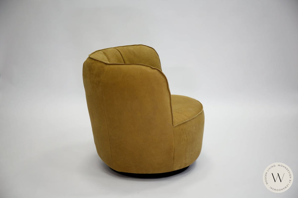 Dreh- & Schaukelsessel Donna inkl. Hocker in Leder Rhino curry Bullfrog