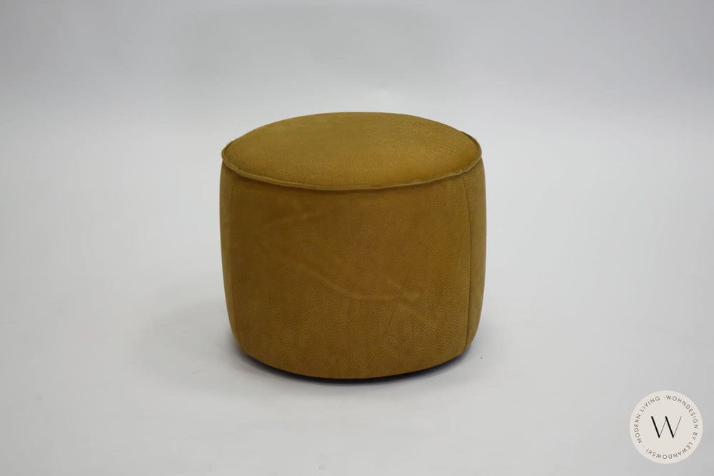 Dreh- & Schaukelsessel Donna inkl. Hocker in Leder Rhino curry Bullfrog