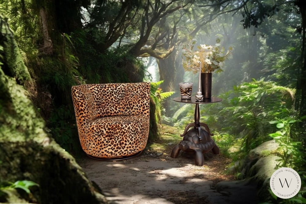 Dreh- & Schaukelsessel Marlene inkl. Hocker Stoff Jaguar Kupfer Bullfrog