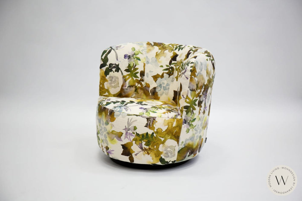 Dreh- & Schaukelsessel Modell Donna mit Hocker in Stoff Impression Bullfrog