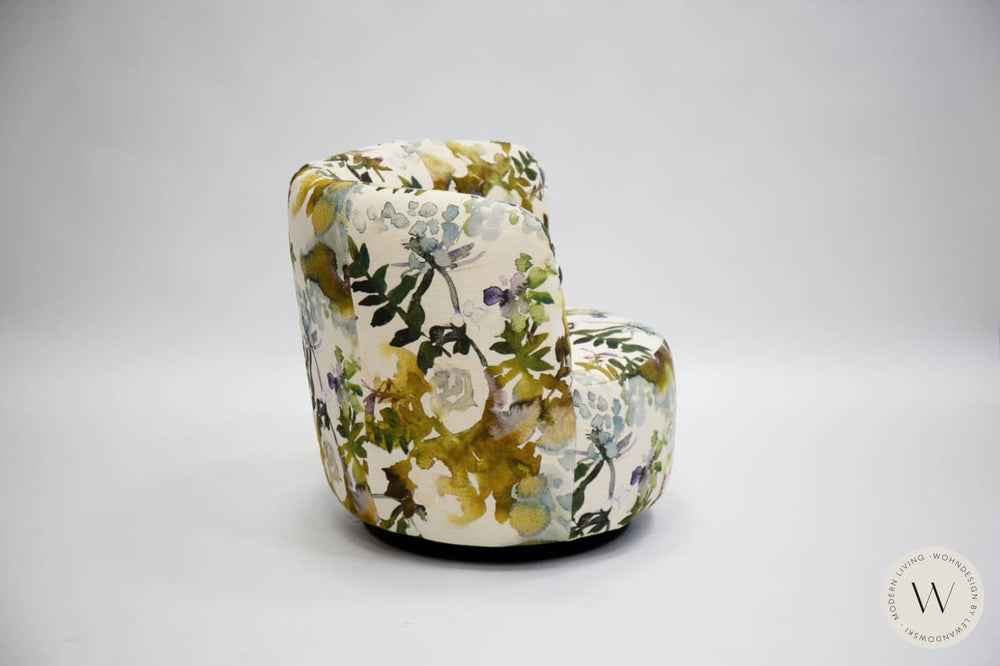 Dreh- & Schaukelsessel Modell Donna mit Hocker in Stoff Impression Bullfrog