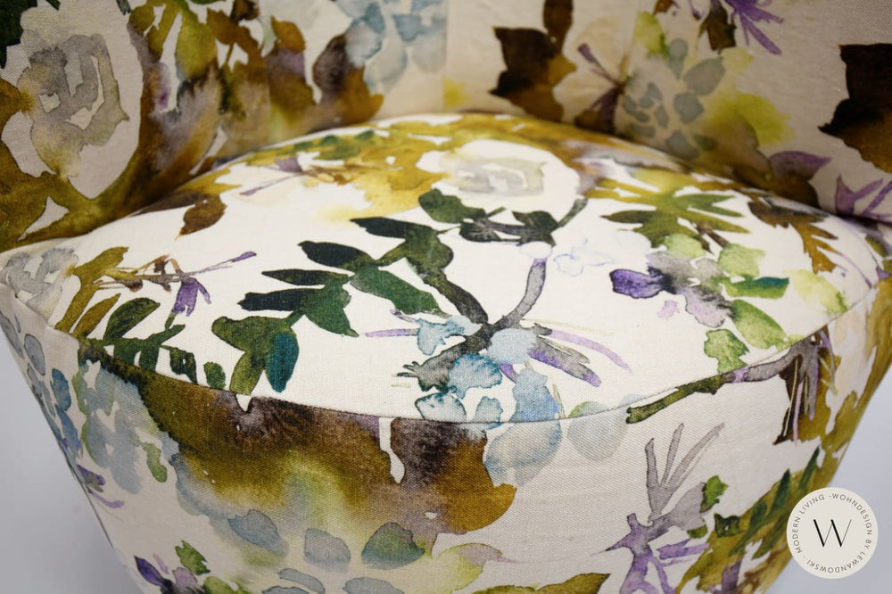 Dreh- & Schaukelsessel Modell Donna mit Hocker in Stoff Impression Bullfrog